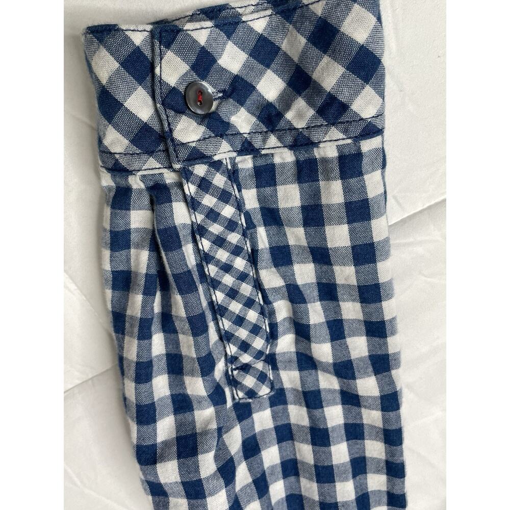 J Jill XL Blue White Gingham Check Cotton Blouse Boat Neck Button Front Cottagec - Picture 11 of 13